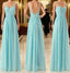 Cheap Simple Junior Strapless Sweetheart Blue Chiffon A-Line Floor-Length Wedding Party Bridesmaid Dresses ,