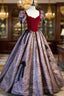 Chic A-Line Short Sleeve Formal Prom Dresses, Cute Evening Party Dresses