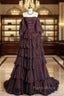 Chic Ball Gown Off The Shoulder Long Sleeves Evening Dresses Tulle Long Formal Prom Dresses