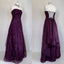 Chic Ball Gown Strapless Grape Tulle Formal Evening Dresses Long Formal Prom Dresses