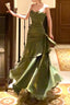 Chic Green Straps Sweetheart Long Formal Dresses, Green Formal Prom Dresses Evening Dresses