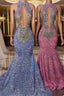 Chic Halter Sleeveless Mermaid Formal Prom Dress With Beading