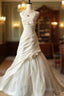 Chic Mermaid Halter Satin Ivory Long Wedding Dresses Bridal Dresses