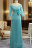 Chic Mother Of The Bride Dresses A-line 3/4 Sleeves Lace Long Evening Dresses