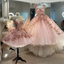 Chic Pink Formal Prom Dresses Hand Made Flowers 18Th Birthday Outfits