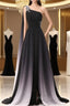 Chiffon A-Line Gradient One Shoulder Formal Dresses, Chiffon Formal Prom Dresses Party Dresses