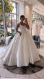 Classic Bridal Gown Ball Gown Square Neck Sleeveless Satin Long White Wedding Dresses Elegant Bridal Gowns Brides Dresses