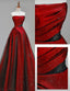 Classy A Line Strapless Red Sequin Tulle Long Party Dresses Formal Prom Dresses