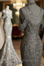Classy Mermaid Off The Shoulder Silver Sequin Long Party Dresses Formal Prom Dresses