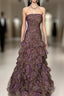 Classy Mermaid Strapless Ruffles Long Evening Dresses Formal Prom Dresses