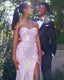 Classy Mermaid Sweetheart Lilac Sequin Slit Long Formal Evening Dresses Formal Prom Dresses