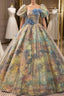 Colorful print Puff Sleeve Flower Quinceanera Dresses