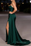 Corset Strapless Dark Green Mermaid Long Prom Dress With Slit