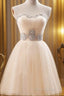 Custom Made A Line Sweetheart Neck Champagne Formal Prom Dresses, Short Champagne Bridesmaid Dresses, Graduation Dresses, Homecoming Dresses