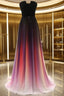 Custom Made Backless Ombre Chiffon Long Formal Prom Dresses, Ombre Bridesmaid Dresses, Formal Dresses