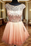 Custom Made Round Neck Pink Short Formal Prom Dresses, Short Graduation Dresses, Short Homecoming Dresses