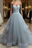 Custom Made Sweetheart Neck Floor Length Light Grey Formal Prom Dresses, Formal Prom Gown, Formal Dresses