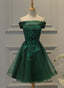 Cute Dark Green Off Shoulder Short Party Dresses, Tulle Homecoming Dresses