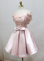 Cute Pink Satin Short Formal Prom Dresses , Lovely Party Dresses