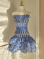Cute Sheath Strapless Royal Blue Lace Vacation Dresses Short Birthday Dresses