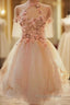 Cute Tulle Lace Applique Short Formal Prom Dresses, Cute Homecoming Dresses