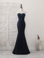 Dark Blue Sweetheart Mermaid Long Prom Dress, Dark Blue Evening Dress