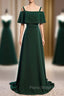Dark Green Spaghetti Straps Beading Formal Prom Dresses