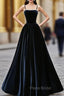 Dark Navy Blue Velvet Long Formal Prom Dresses, Dark Navy Blue Velvet Long Formal Evening Dresses