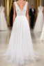 Deep V-neck Lace A-line Tulle Wedding Dress