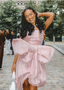 Design Pink Tube Top Bow Irregular 17Th Birthday Homecoming Dresses