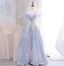 Dreamy Gradient Light Purple A-Line Off-The-Shoulder Iridescent Sequined Tulle Long Formal Prom Dresses