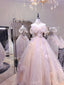 Dreamy Light Pink Off-Shoulder Tulle Floor-Length Ball Gown Prom Dresses