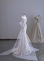 Dreamy White Mermaid Spaghetti Strap Open Back Tulle Train Formal Prom Dresses
