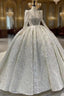 Dubai Ball Gown Lace Appliques Long Sleeve Wedding Dresses