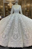 Dubai Handwork Beading Long Sleeve Beading Appliques Wedding Dresses