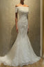 Mermaid Off Shoulder Sleeveless Lace Beading Watteau Train Wedding Dresses