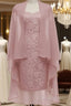 Dusty Pink Short Lace Mother Of The Bride Dresses With Jacket Formal Prom Gowns