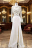 Elegance Mother of the Bride Dresses Elegant With Crystal Beading Scoop-Neck Long Sleeves