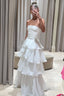Elegant A Line Long White Tiered Formal Prom Dresses 21Th Birthday Outfits