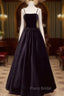 Elegant A-Line Spaghetti Straps Sleeveless Backless Long Formal Prom Dresses With Beading