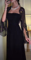 Elegant A Line Strapless Long Prom Dresses Black Formal Dress