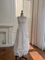 Elegant And Simple White Bud Square Neck Suspender Satin Formal Prom Dresses Bridesmaid Dresses