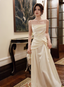 Elegant Beige Spaghetti Strap Square Neck Knot-Embellished Satin Long Formal Prom Dresses Bridesmaid Dresses