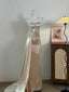Elegant Champagne Mermaid Trailing Strapless Satin Long Formal Prom Dresses