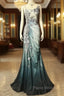 Elegant Chiffon Mermaid Gown For Formal Prom&Party Spaghetti Strap Sequined Applique Evening Gown