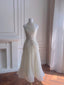 Elegant Ivory A-Line Halter Nack Pearl Pleated Chiffon Formal Prom Dresses