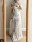 Elegant Ivory Pleated Satin Long Formal Prom Dresses
