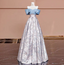 Elegant Jacquard Satin Off-The-Shoulder Long Formal Prom Dresses