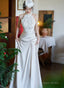 Elegant Lace and Satin Halter Long Wedding Party Dress, Long Formal Gowns