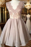 Elegant Lace V-Neck Cap Sleeves Homecoming Dresses Short Cocktail Dresses